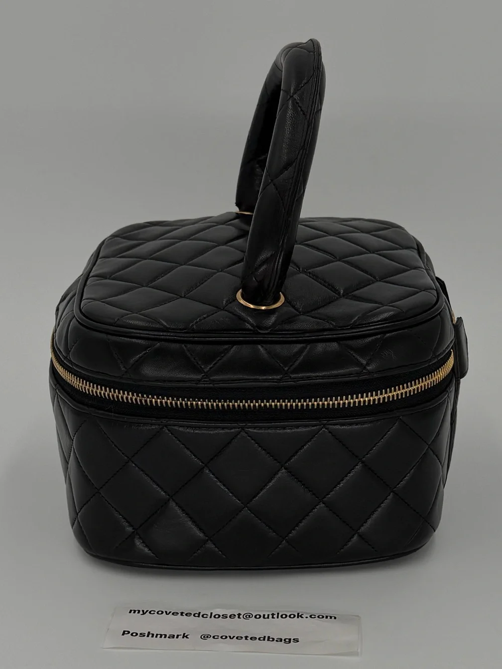 CHANEL Black Quilted Matelasse Vanity Bag w/Dust Bag and Entrupy COA - Picture 4 of 12
